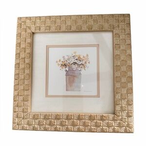 Textured Tan Framed Floral Art
